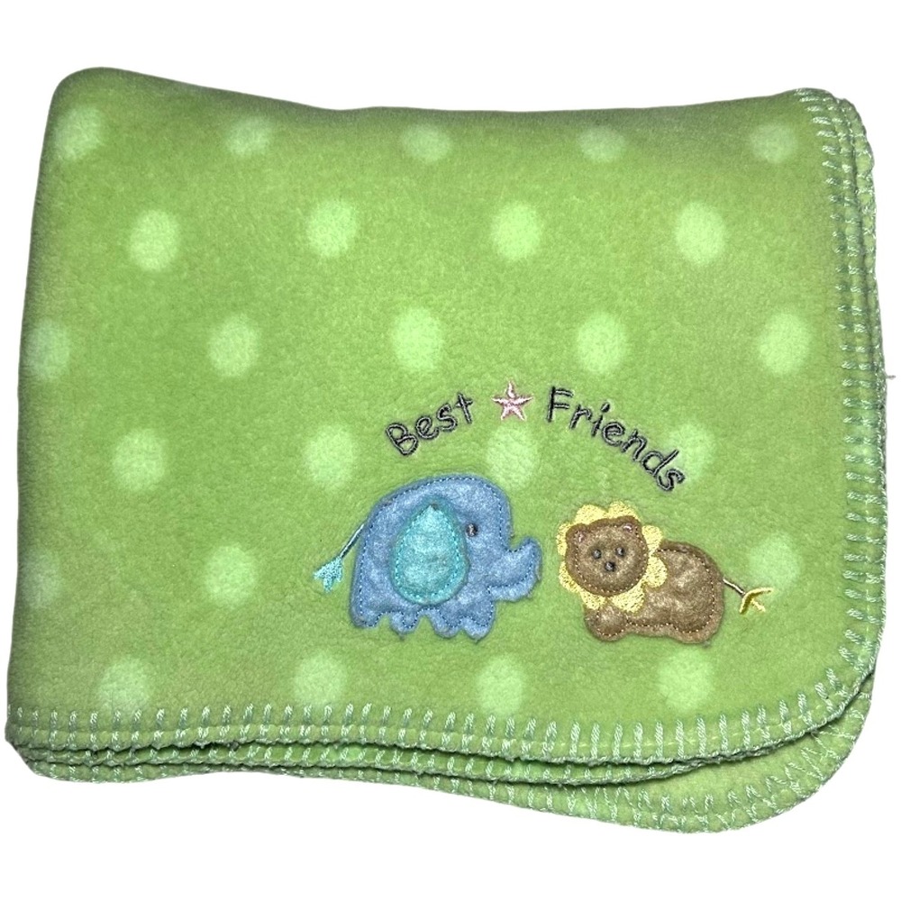 Circo Green Best Friends Elephant Lion Polka Dot Baby Blanket Fleece Target SOFT